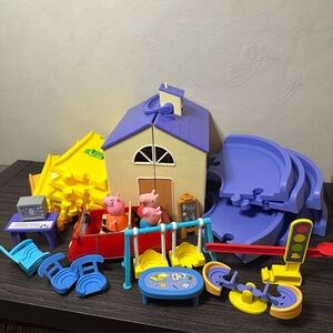 Peppa Pig All Around Town Playset Track Parts with School and Car Lot
